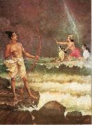 Raja Ravi Varma Sri Rama Vanquishing the Sea painting